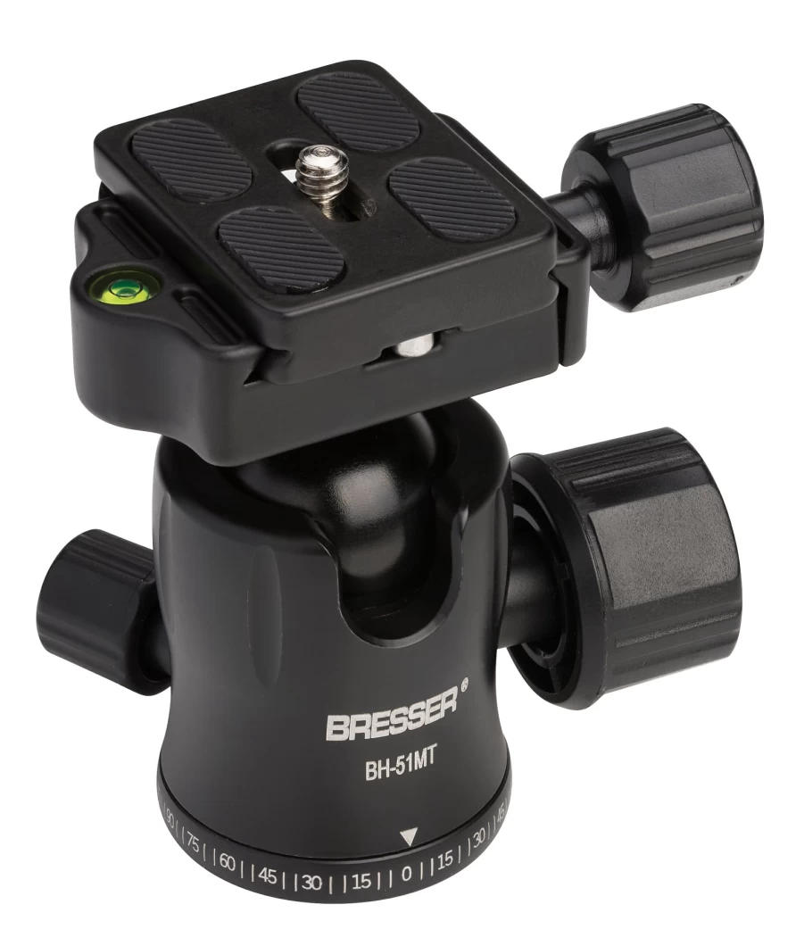 Bresser BH-51MT Heavy Duty Ball Head with 1/4 Inch Tripod Thread - Supports Up to 10kg Load for Stable Camera Mounting