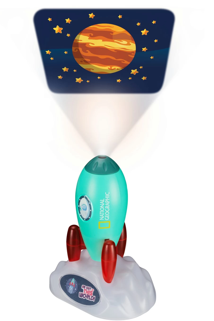 Bresser National Geographic Solar System Projector with Night Light for Kids – Space Rocket Starry Sky LED Slide Viewer