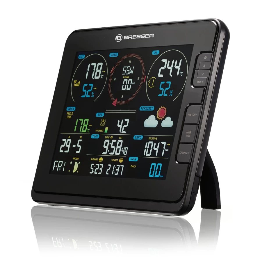 Bresser Professional 7-in-1 Wi-Fi Weather Station with Base Station, Light & UV Sensors, Wireless Outdoor Monitoring