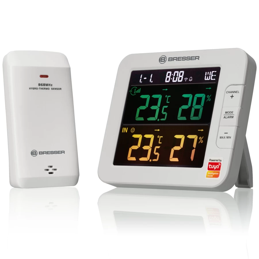 Bresser Smart 7-Channel Wireless Thermometer Hygrometer with Tuya App Integration for Home Monitoring