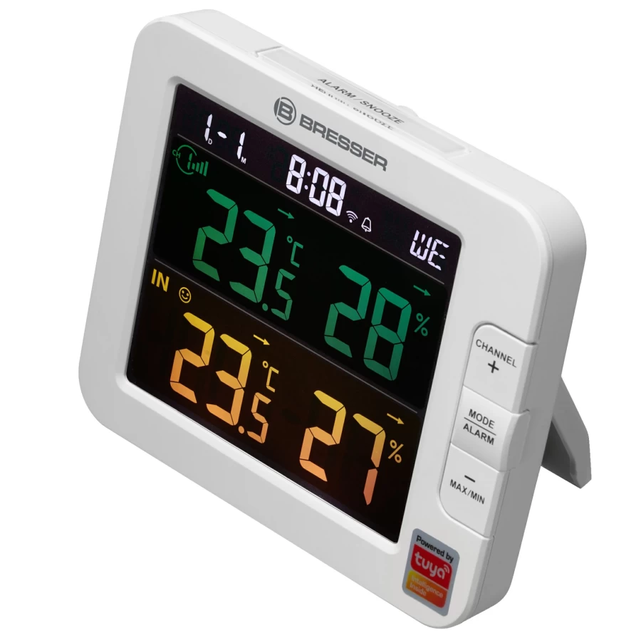 Bresser Smart 7-Channel Wireless Thermometer Hygrometer with Tuya App Integration for Home Monitoring