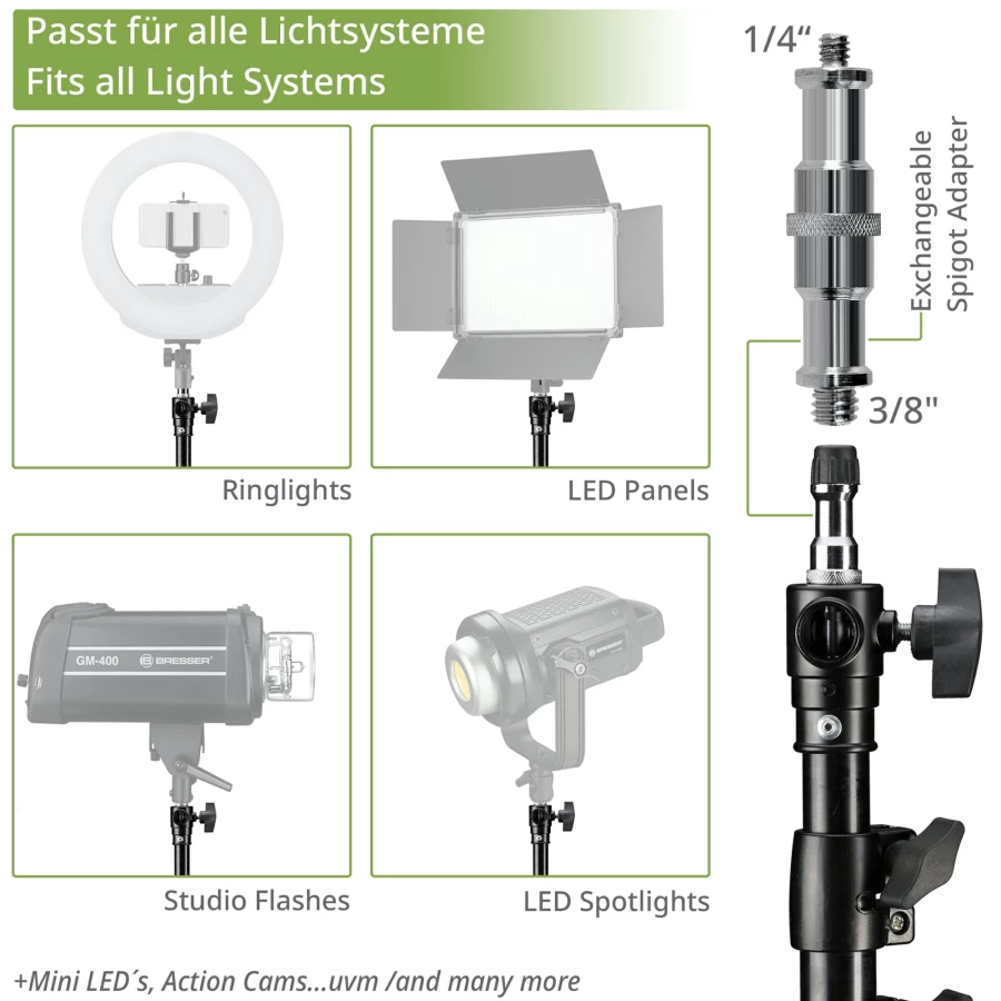 Bresser BR-TP400R 400cm Heavy Duty Light Stand with Tripod Base for Photography and Video