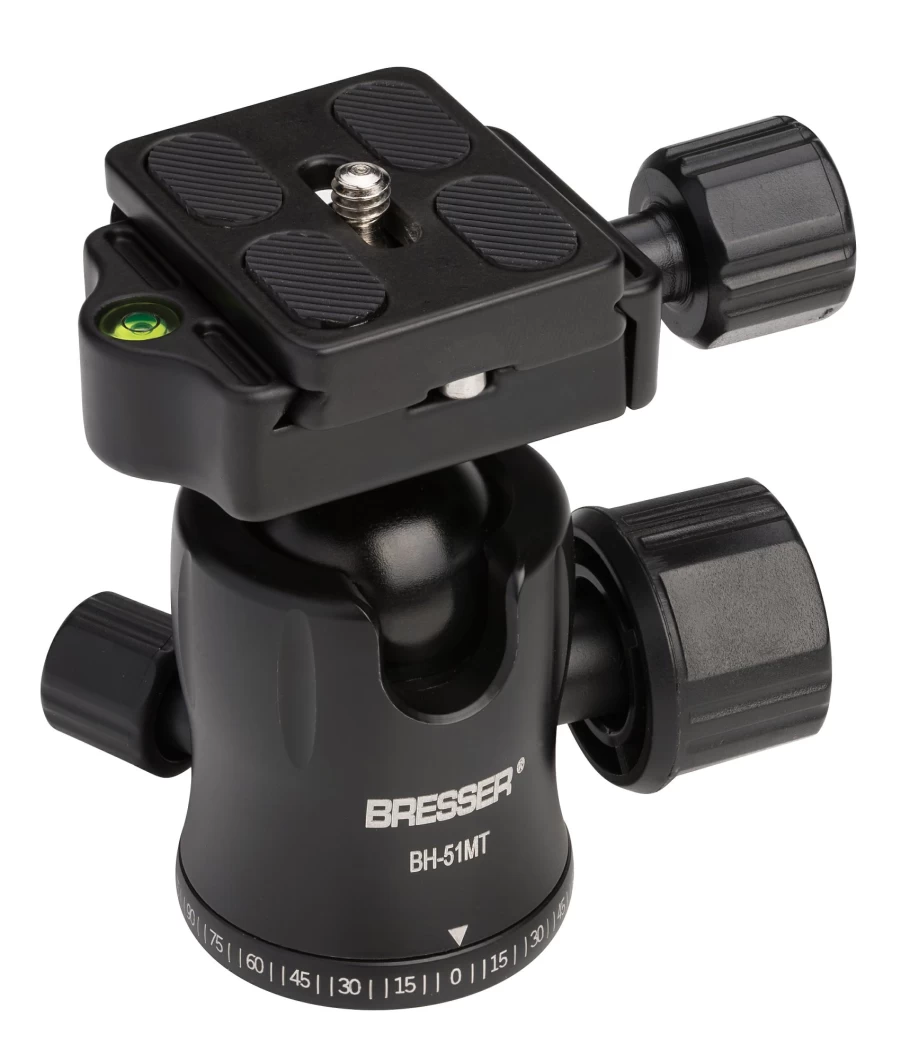 Bresser BH-51MT Heavy Duty Ball Head with Quick Release Plate – Supports Up to 10kg for Tripods & Monopods