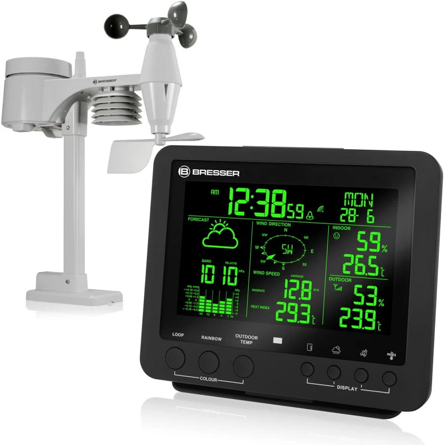 Bresser 5-In-1 Professional Wireless Weather Station with Color Display for Accurate Forecasts