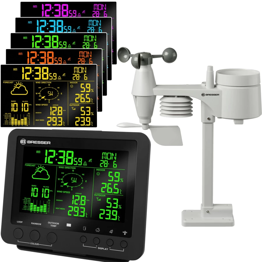Bresser 5-In-1 Professional Wireless Weather Station with Color Display for Accurate Forecasts