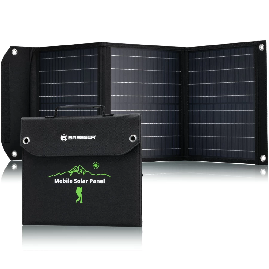 Bresser 40W Portable Solar Charger with USB & DC Output for Mobile Devices - Compact & Lightweight