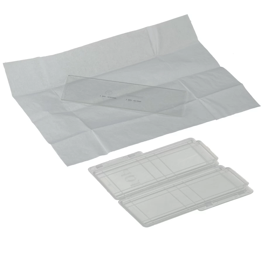 Bresser Blank Microscope Slides With 0.1mm & 0.01mm Micrometer Scale for Precision Measurement