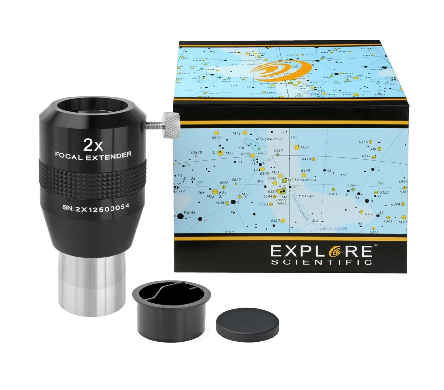 Bresser 2X Teleextender for Telescopes - 31.7mm/1.25" Eyepiece Compatibility - Explore Scientific Series