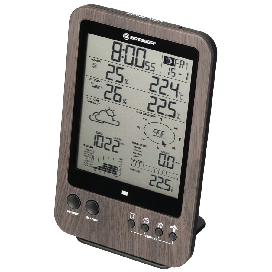 Bresser 5-in-1 Wireless Weather Station with Temperature, Humidity, Rain Gauge, Wind Speed & Direction - Accurate Home Weather Monitoring System