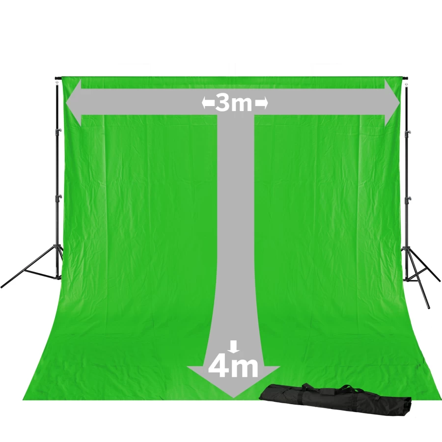Bresser Br-D23 Chroma Key Green Screen Backdrop Kit with 3x4M Background Cloth for Studio Photography