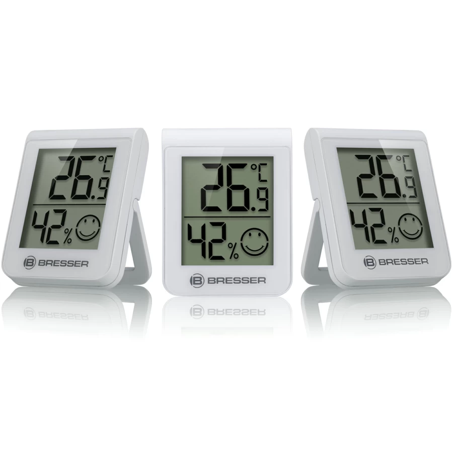 Bresser 3-in-1 Thermo Hygro Indicator Set - White Humidity & Temperature Monitor