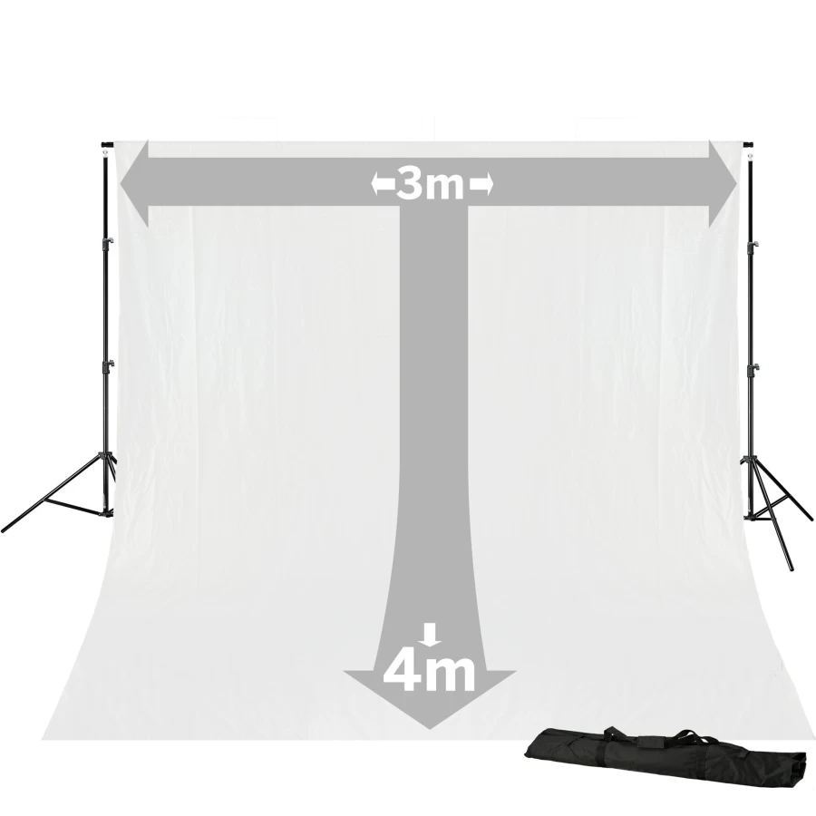 Bresser Br-D23 3x4M White Photo Background System with Cloth for Studio Photography