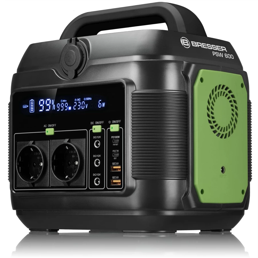 Bresser 600W Portable Power Station | Compact & Reliable Backup Battery for Camping, Emergencies, and Outdoor Adventures
