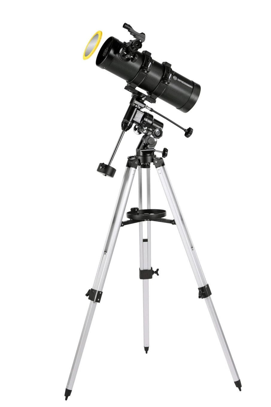 Bresser Pluto 114/500 EQ3 Reflector Telescope with Smartphone Adapter & Solar Filter for Astronomy Beginners