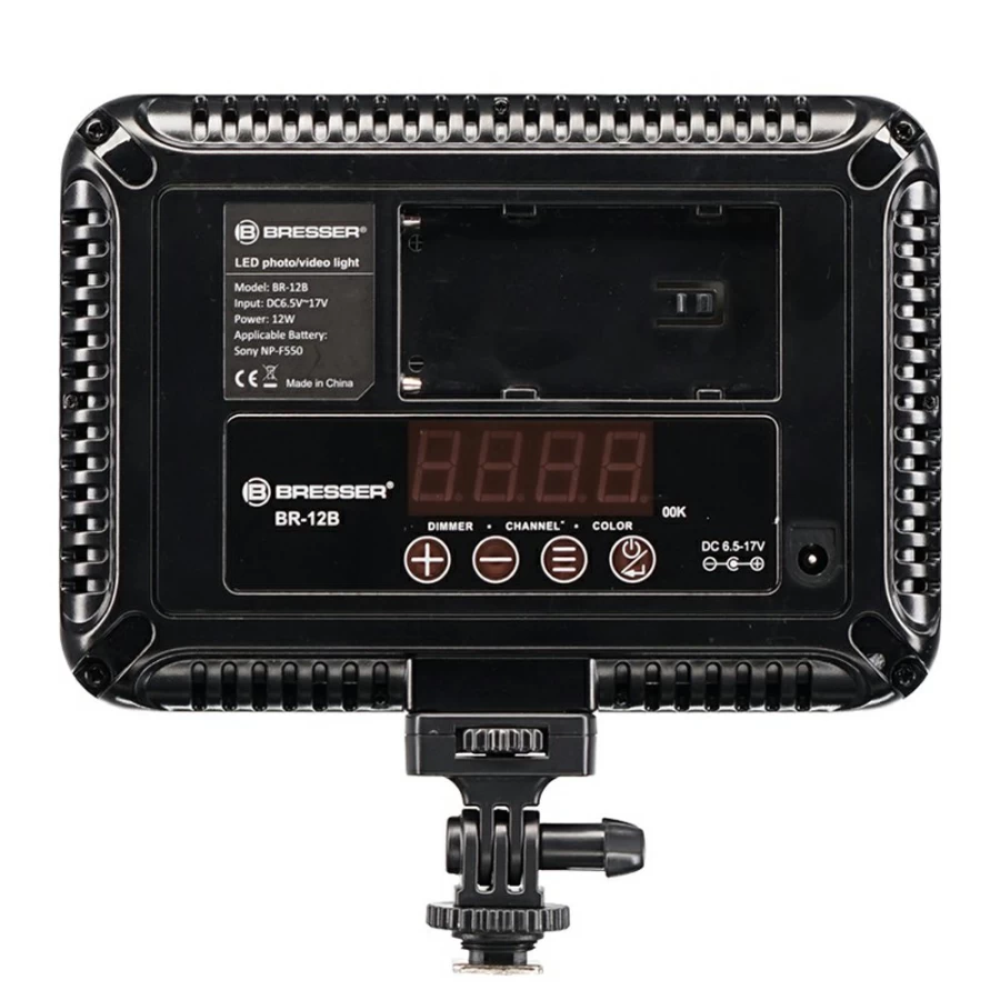 Bresser BR-12B Bi-Color LED On-Camera Light with Adjustable Brightness for Photography and Videography