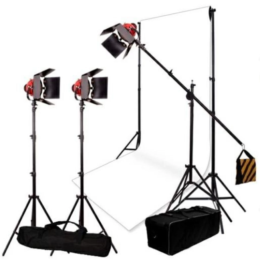 Bresser SG-800D Studio Lighting Kit with 3 Dimmable Halogen Lamps and Illumination Background Set