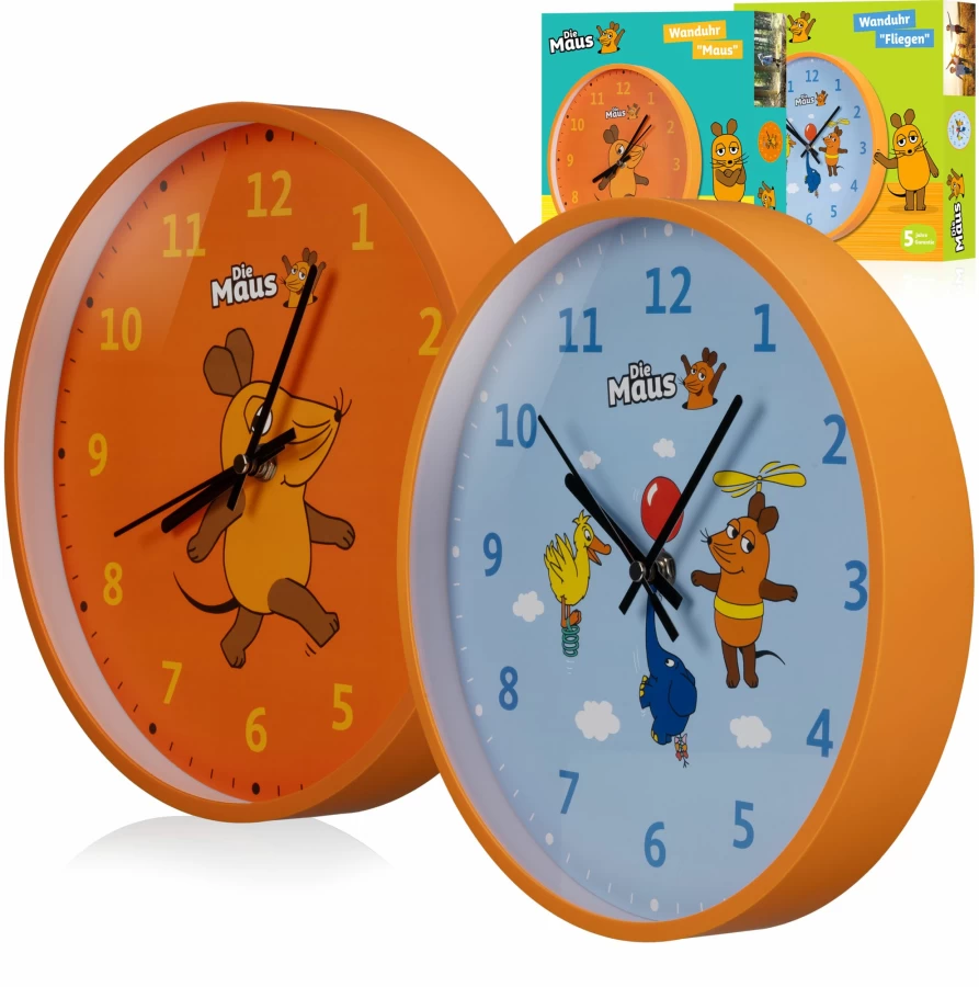 Bresser Die Maus Kids Wall Clock - Fun Children's Room Decor with Animal Design