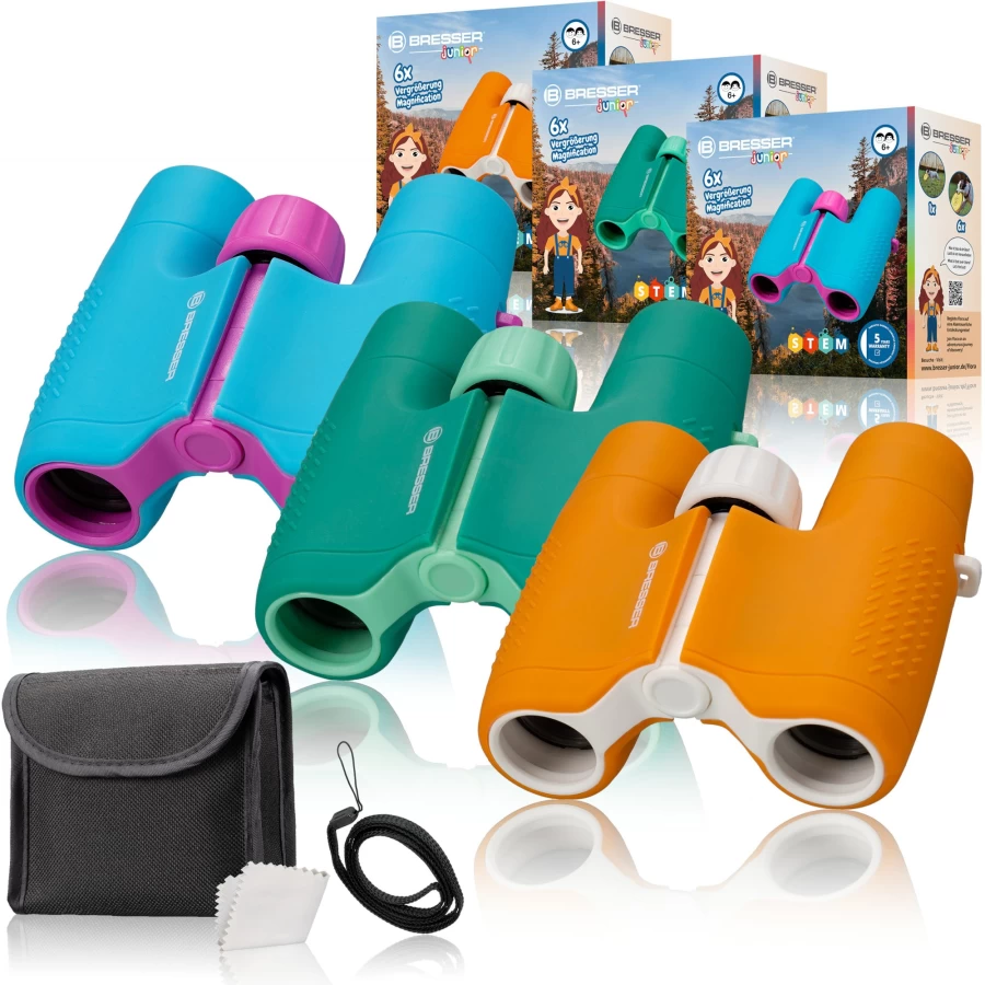 Bresser Junior 6x21 Kids Binoculars | Lightweight, Durable & Colorful for Children | Outdoor Exploration Toy