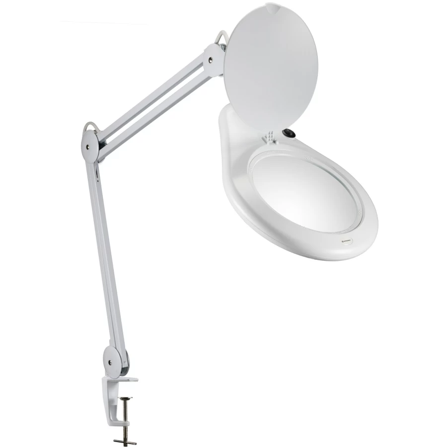 Bresser 2X Magnifying Glass with LED Light, 175mm Table Clamp Magnifier for Precision Work