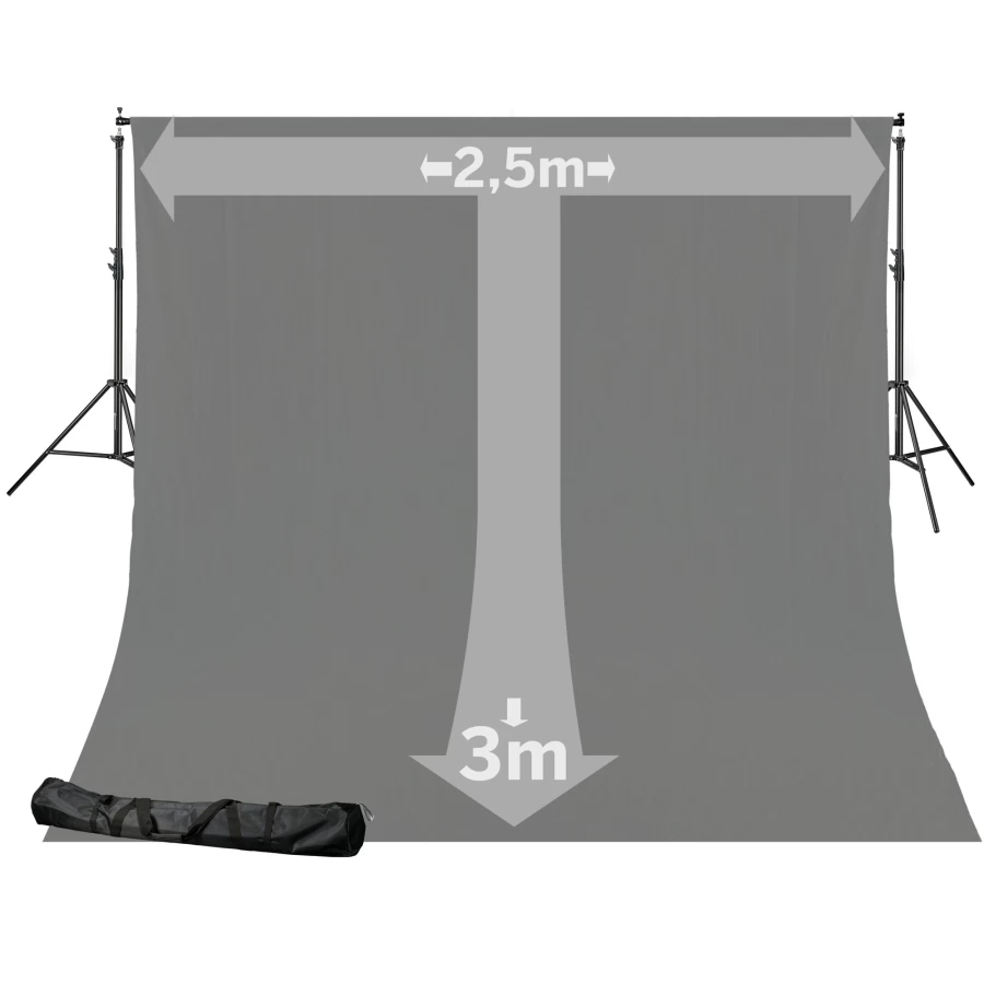 Bresser Br-D24 2.5x3M Portable Background System with Grey Cloth for Photography Studio