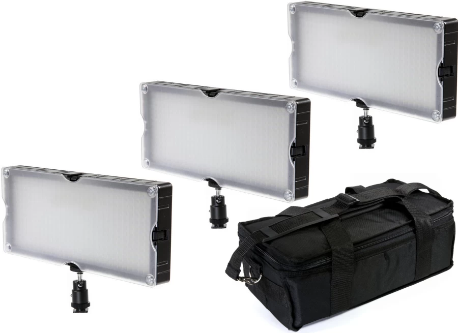 Bresser SL-360 LED Panel Light Set - 3-Piece Energy-Efficient Lighting Kit for Home & Office