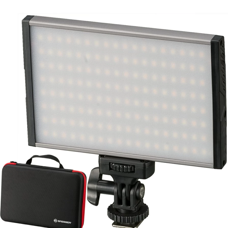 Bresser PT Pro 15B Bi-Color LED Video Light with Carrying Case – Portable Dimmable Lighting for Photography & Videography