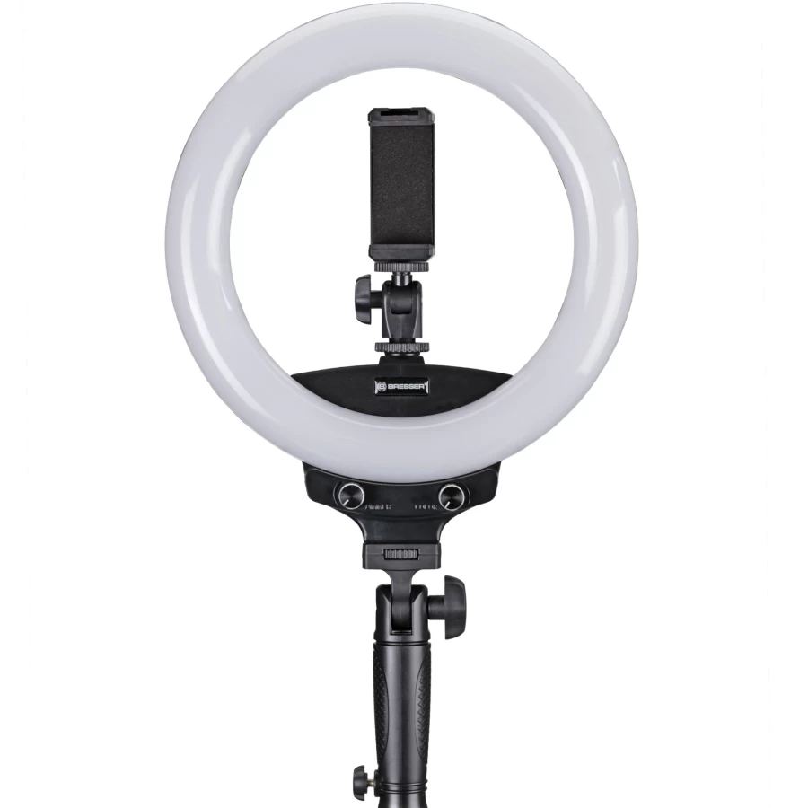 Bresser BR-22B Bi-Color LED Ring Light with Adjustable Handle and Tripod Mount for Professional Photography
