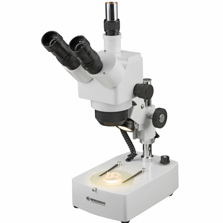 Bresser Advance ICD 10X-160X Zoom Stereo Microscope with High Magnification for Precision Observation