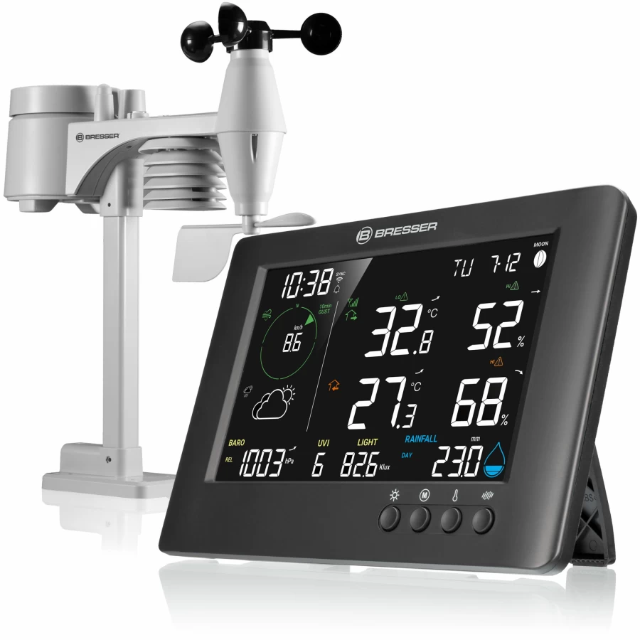 Bresser 7-in-1 WiFi Remote Control Weather Station with Real-Time Data Monitoring