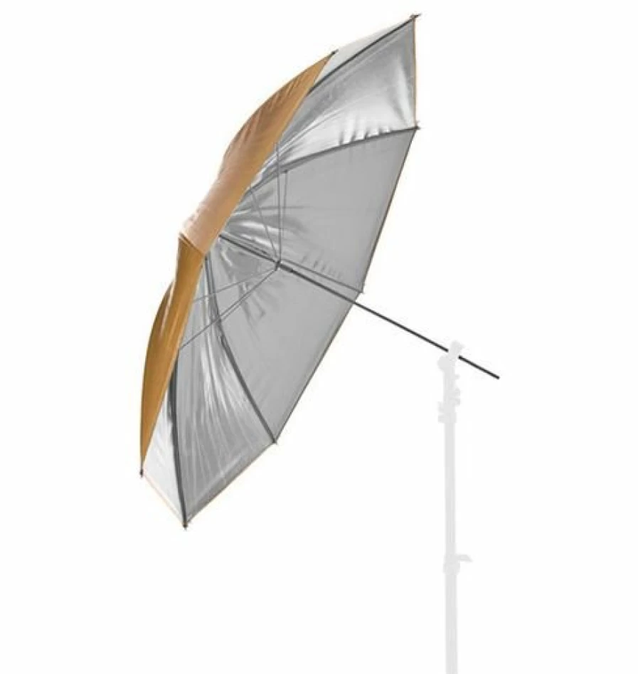 Bresser 83Cm Gold/Silver Interchangeable Umbrella - Adjustable Reflective Sun Rain Protection