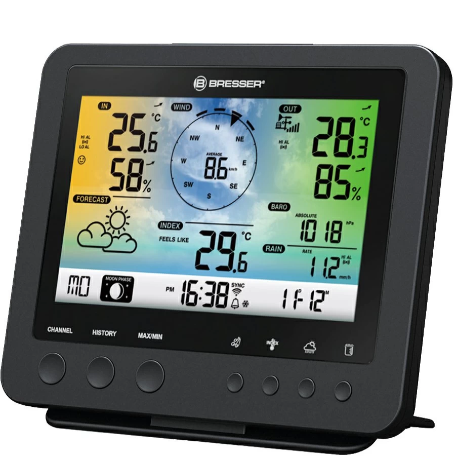 Bresser 5-in-1 WiFi Color Weather Station with Professional Sensor – Wireless Forecast Monitoring