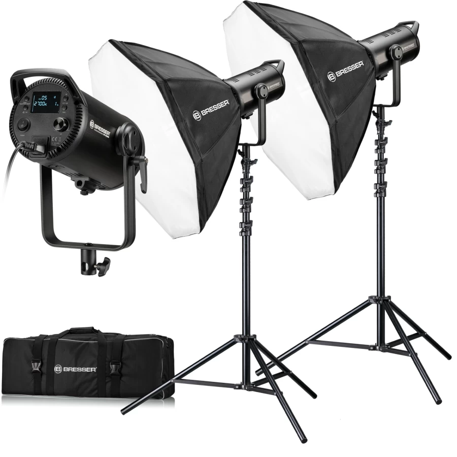 Bresser BR-180 RGB COB LED Light Duo Kit – Dual High-Intensity Studio Lighting for Photography & Videography