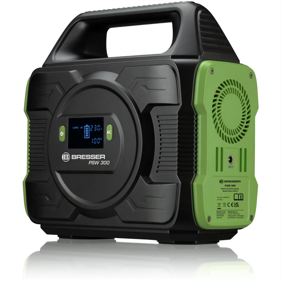 Bresser 300W Portable Power Station - Compact & Lightweight Solar Generator for Outdoor, Camping, and Emergency Backup