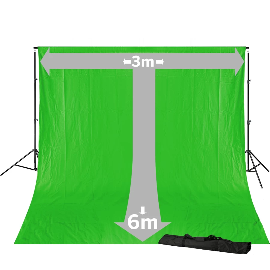 Bresser Br-D23 Chroma Key Green Screen Backdrop Kit with 3x6M Background Cloth for Studio Photography