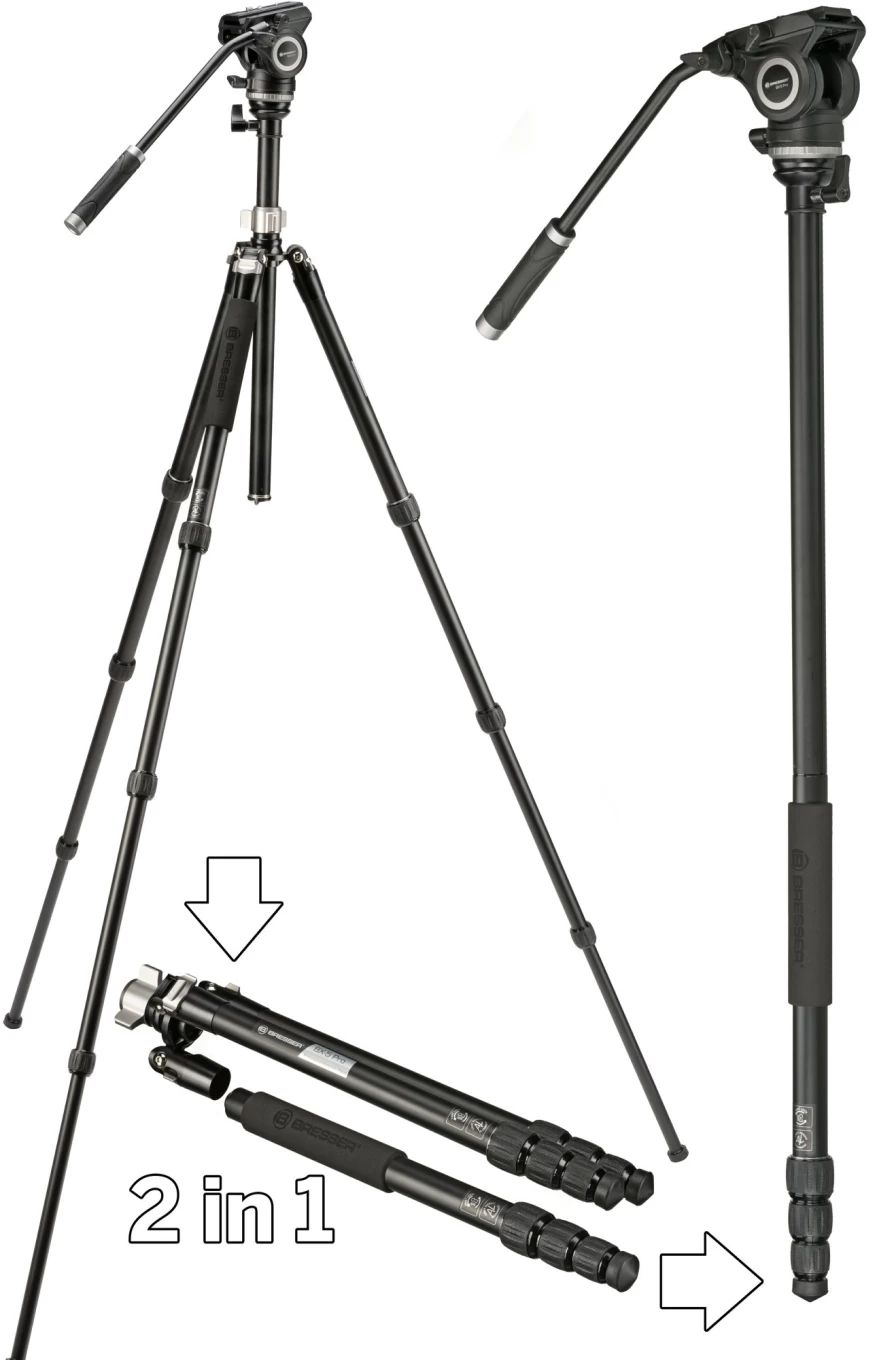 Bresser BX-5 Pro 75mm Video Tripod with Fluid Head for Smooth Camera Movement