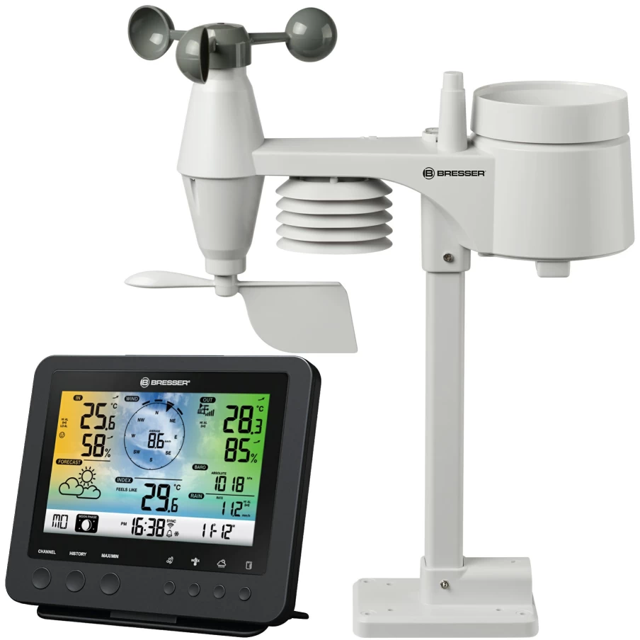 Bresser 5-in-1 WiFi Color Weather Station with Professional Sensor – Wireless Outdoor Temperature & Humidity Monitor