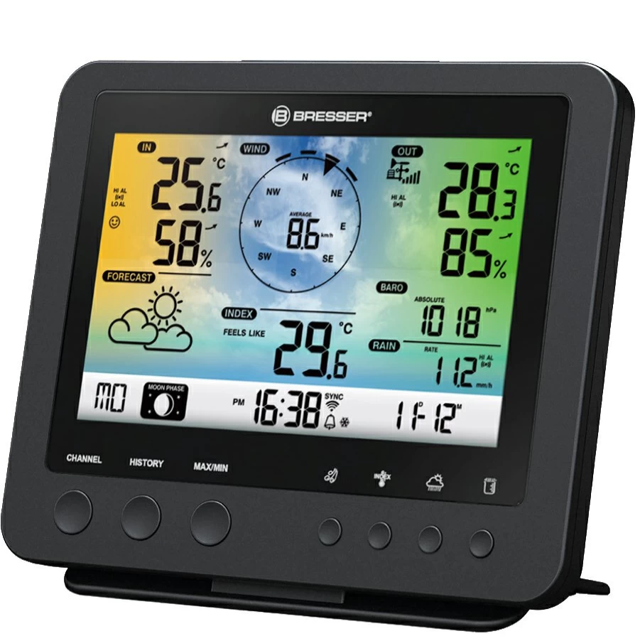 Bresser 5-in-1 WiFi Color Weather Station with Professional Sensor – Wireless Outdoor Temperature & Humidity Monitor