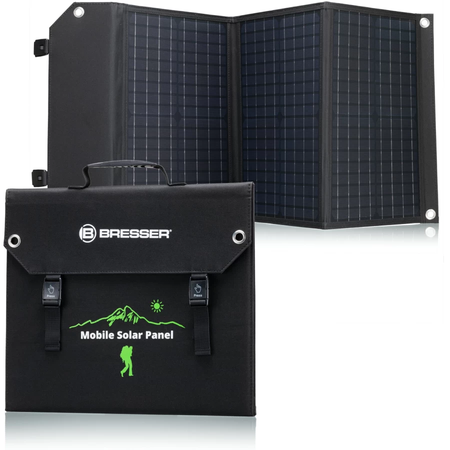 Bresser 60W Portable Solar Charger with USB and DC Output for Outdoor & Mobile Devices
