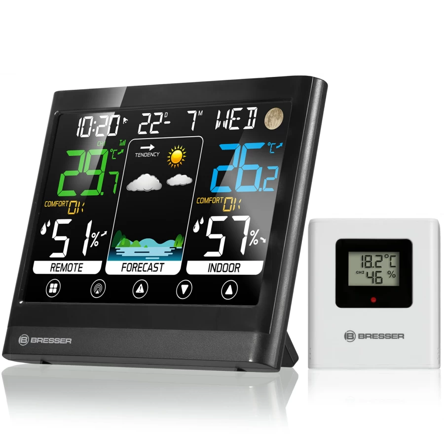 Bresser Meteotemp BF Colour Wireless Weather Station with Temperature, Humidity, and Forecast Display