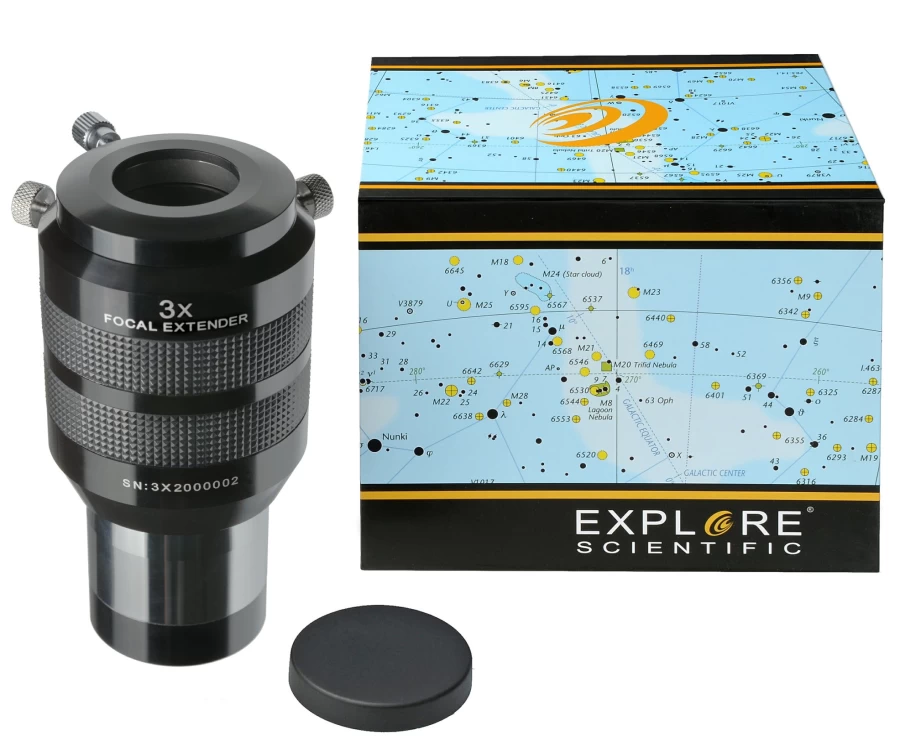 Bresser 3X Teleextender 50.8mm Telescope Barlow Lens for Astronomy - Explore Scientific Compatible