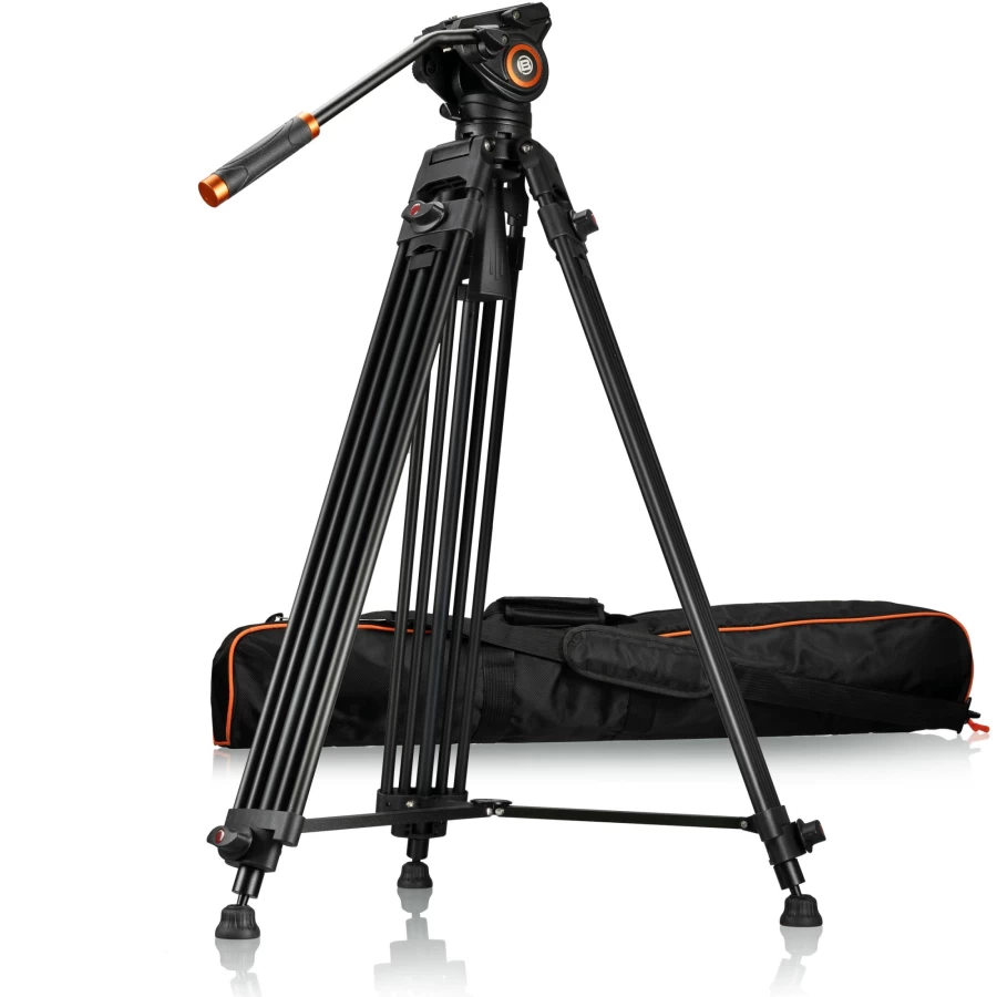 Bresser VT-01 Professional Camera Tripod - Lightweight Aluminum Travel Tripod with Adjustable Height & Quick Release Plate for DSLR Cameras