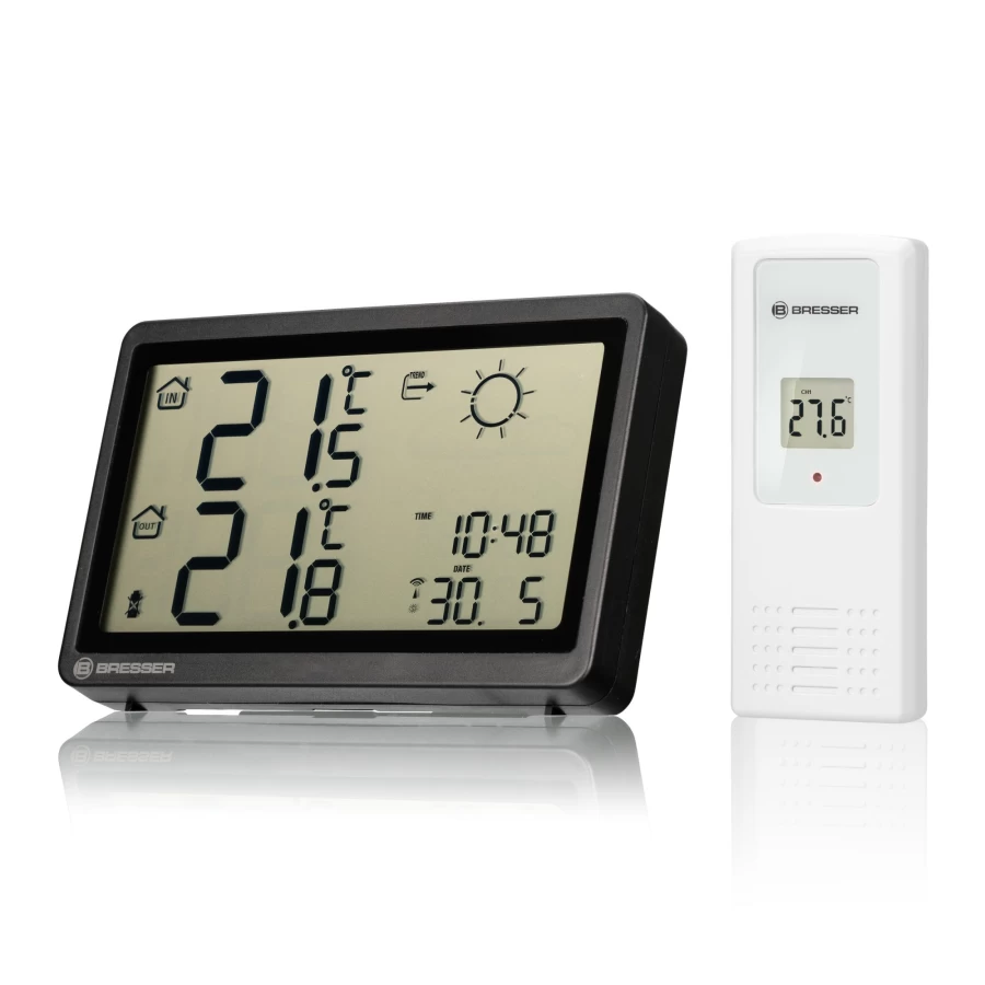 Bresser Meteo Temp Hz Wireless Weather Station with Remote Sensor, Accurate Indoor Outdoor Temperature Monitor, Black Weather Forecast Station