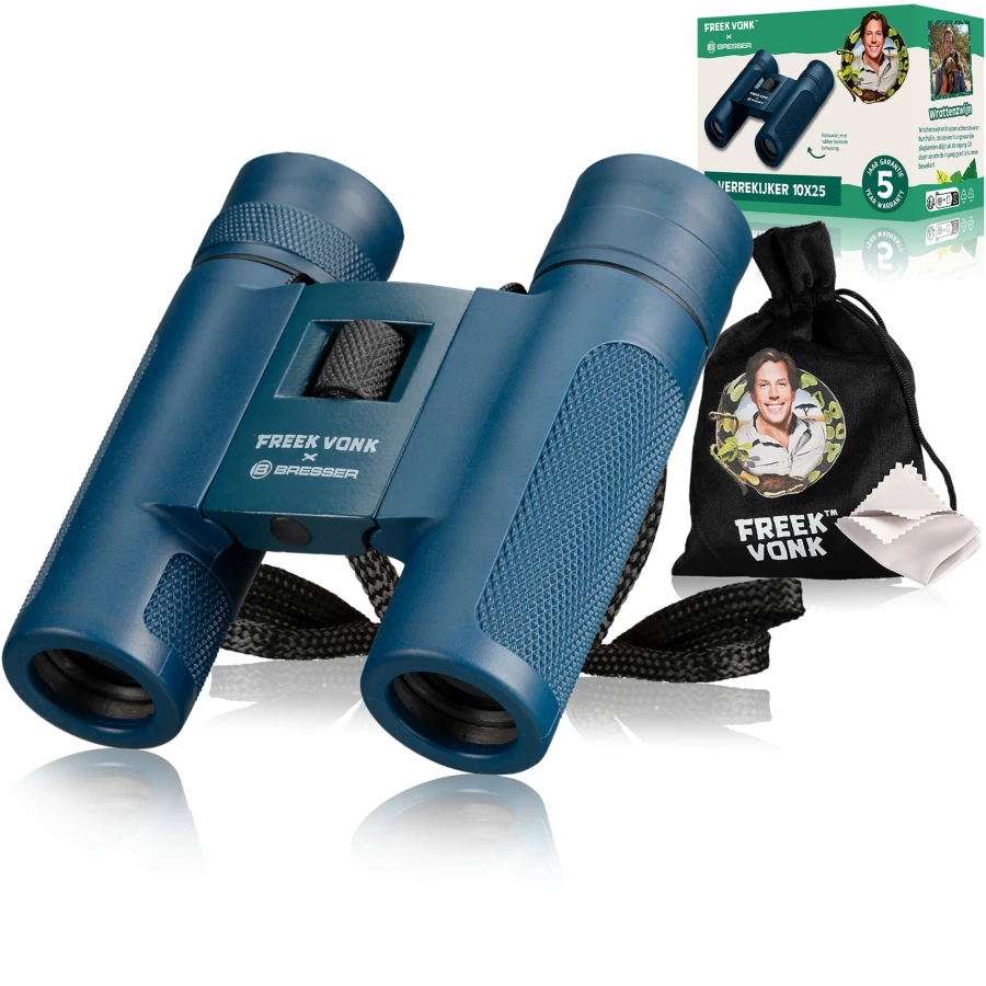 Bresser 10x25 Kids Binoculars – Freek Vonk Edition | Compact & Durable for Children's Outdoor Adventures