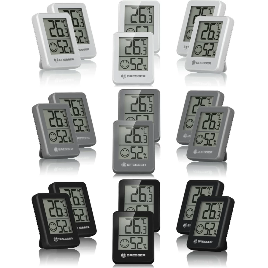 Bresser 6-Piece Climatemp Thermo-Hygrometer Set with Hygro Indicator for Accurate Temperature and Humidity Monitoring