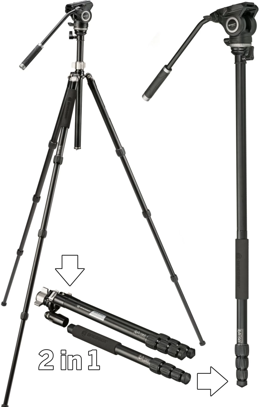 Bresser Bx-5 Pro Video Tripod - Professional Camera Tripod with Stable Aluminum Legs for DSLR and Camcorders