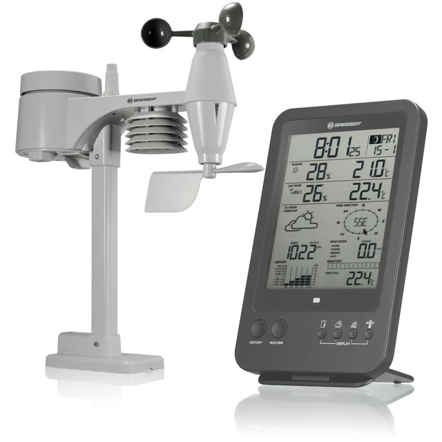 Bresser 5-in-1 Wireless Weather Station with Accurate Outdoor Sensors for Real-Time Temperature, Humidity, Wind & Rain Monitoring