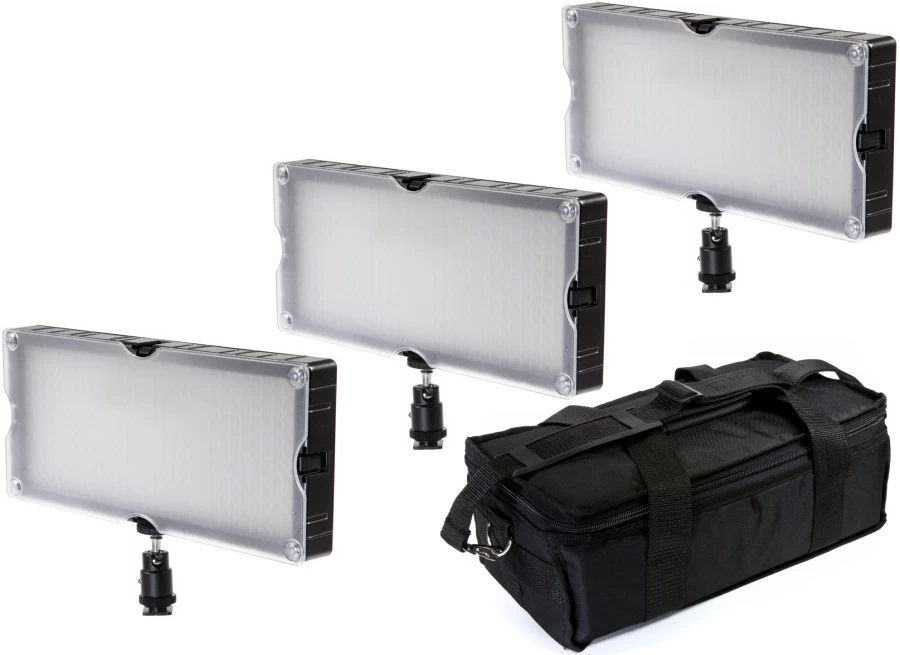 Bresser SL-360 LED Panel Light Set - 3-Piece Energy-Efficient Lighting Kit for Home & Office