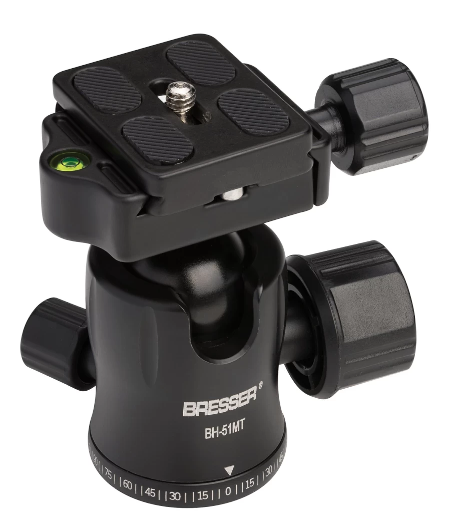 Bresser BH-51MT Heavy Duty Ball Head with 1/4 Inch Tripod Thread - Supports Up to 10kg Load