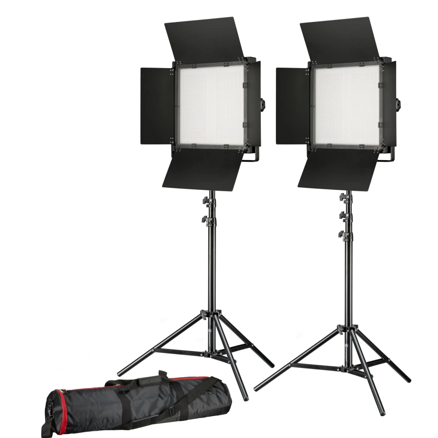 Bresser LS-600 LED Video Light Kit with 2x 38W 5600Lux Panels & Tripods for Photography and Filming