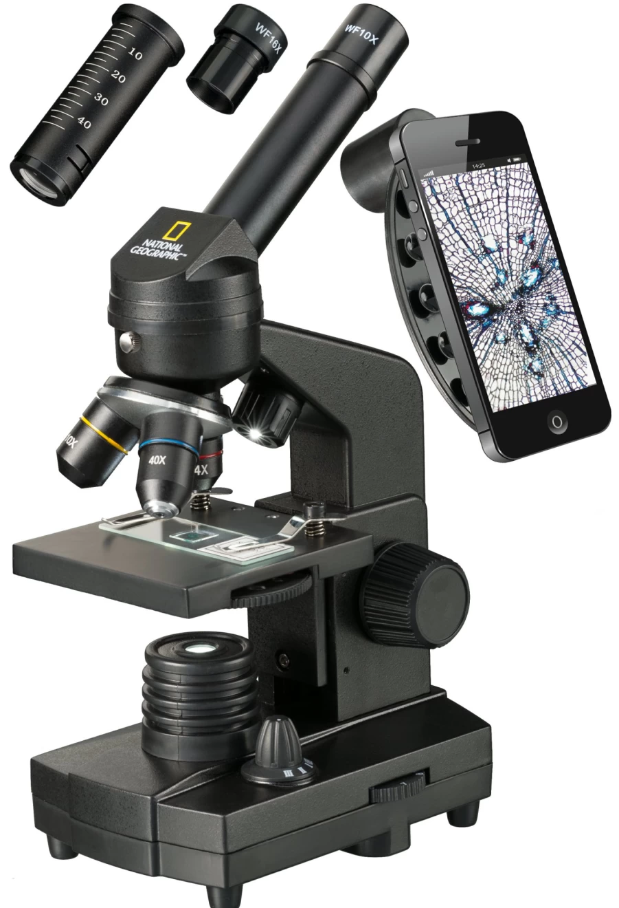 Bresser 40X-1280X Microscope with Smartphone Adapter – National Geographic Edition for High-Precision Observation